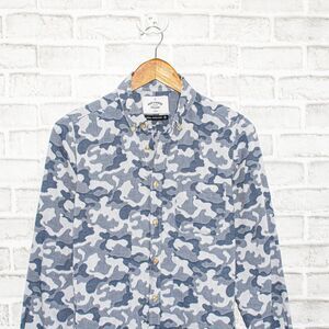 PORTUGUESE Flannel Blue Camo Button up Shirt long sleeve Men's Size Small